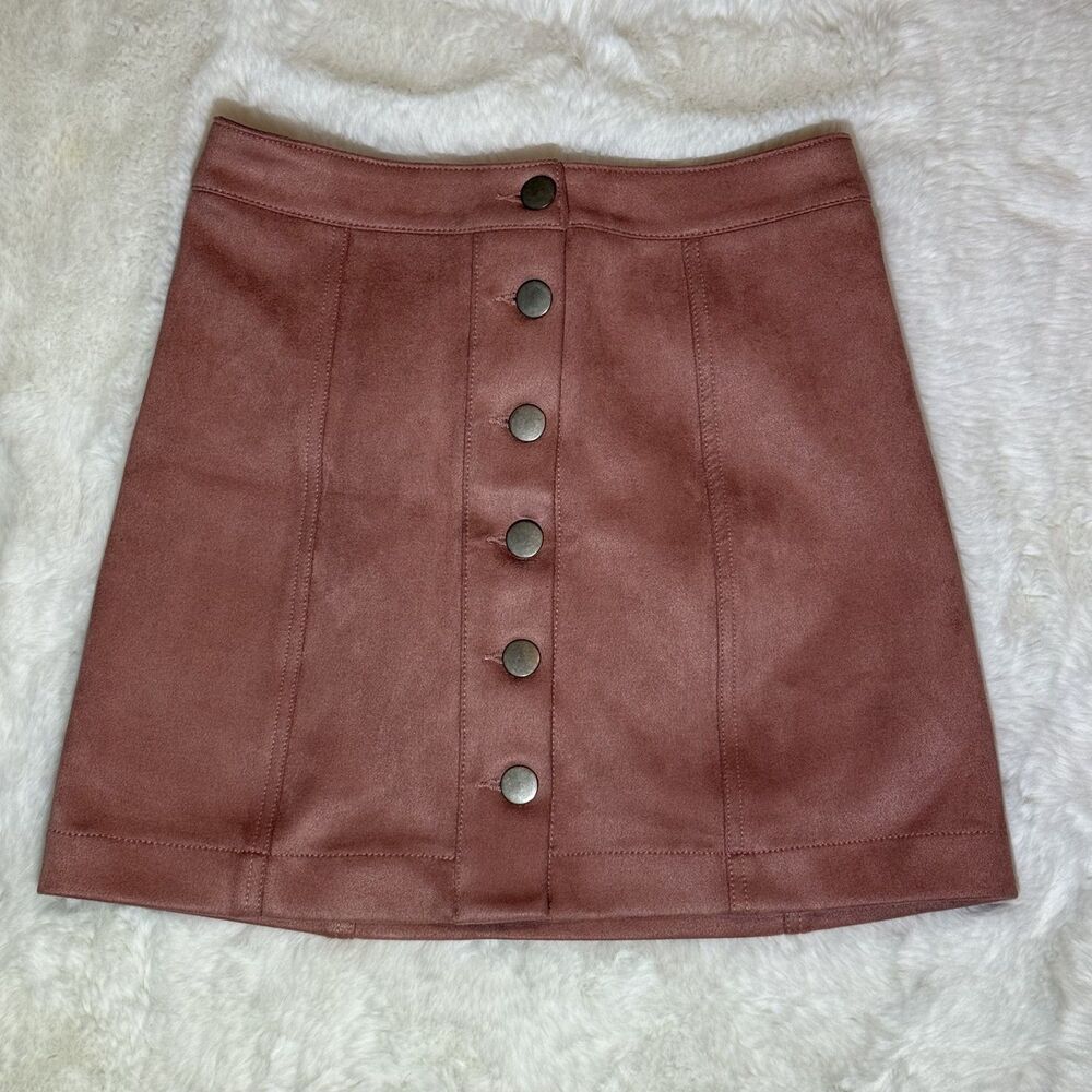Forever 21 Faux Suede Button-Front Mini Skirt Size S
